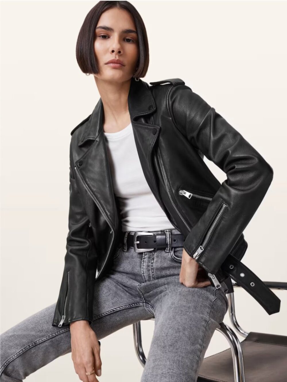 AllSaints Balfern Leather Jacket (Black)